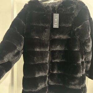 Black Faux Fur Coat Size Small